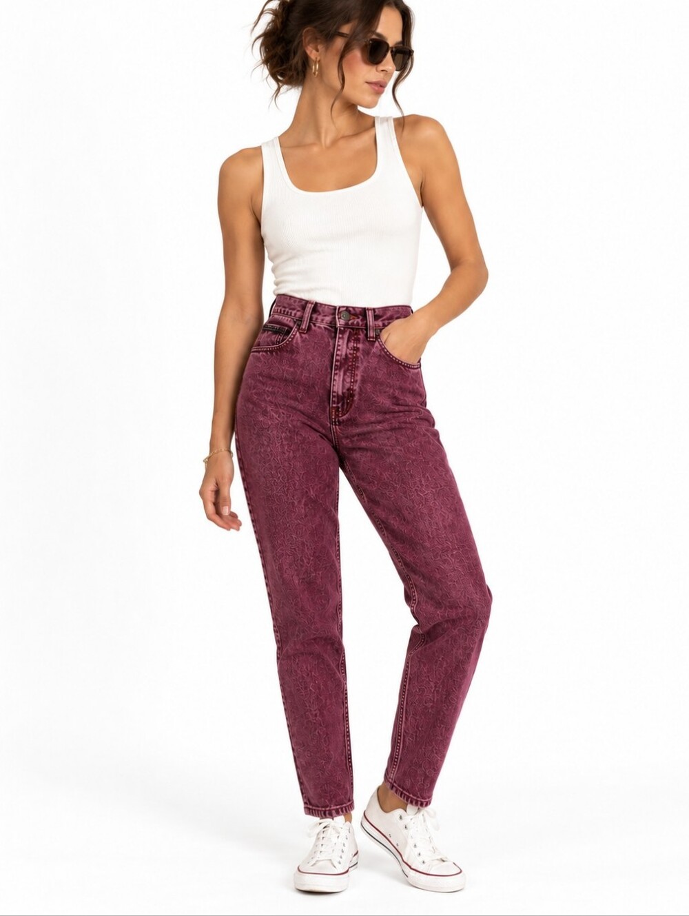 Vintage GUESS Georges Marciano Burgundy Acid Wash Jeans USA 30